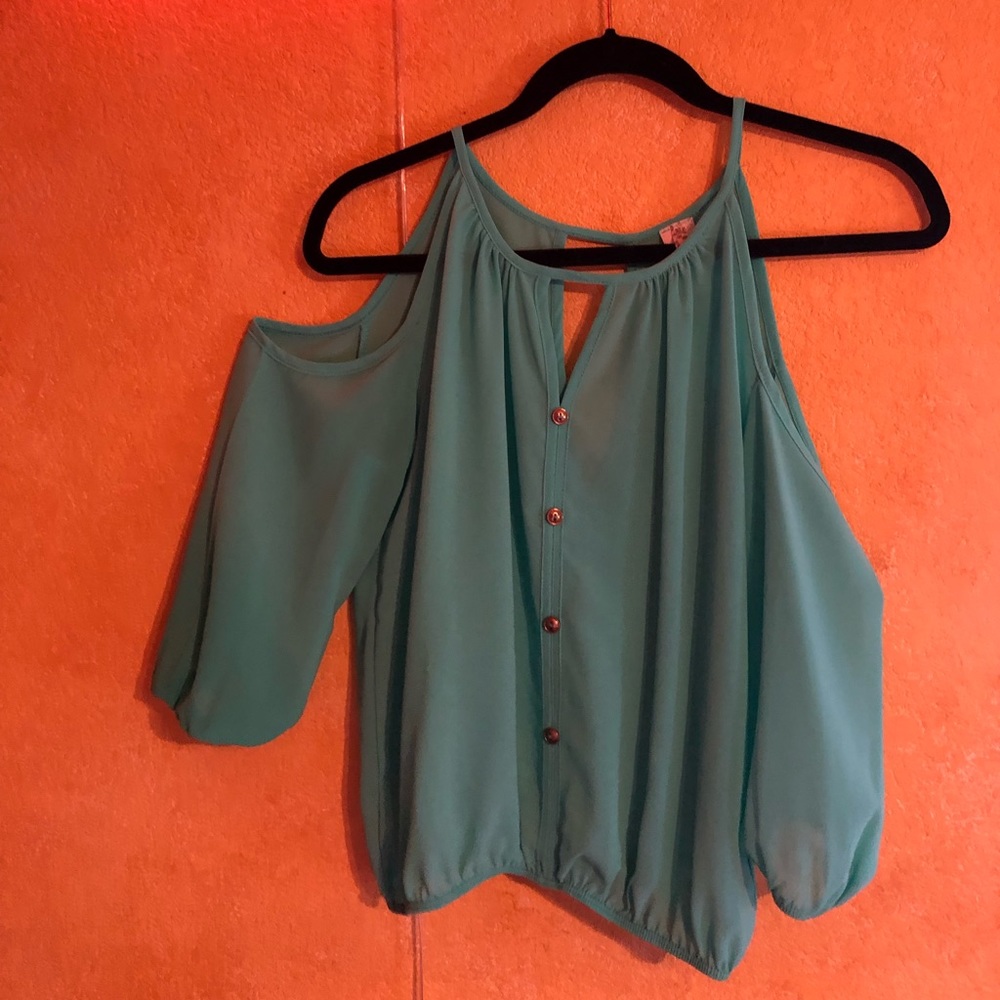 Teal Off-Shoulder Blouse